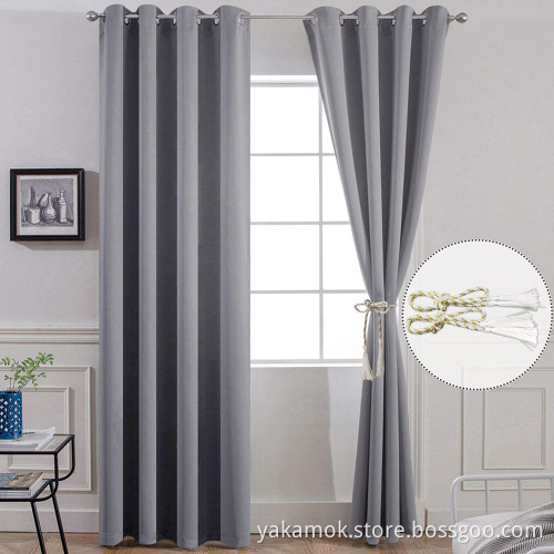 Grey Solid Blackout Curtains with Grommet